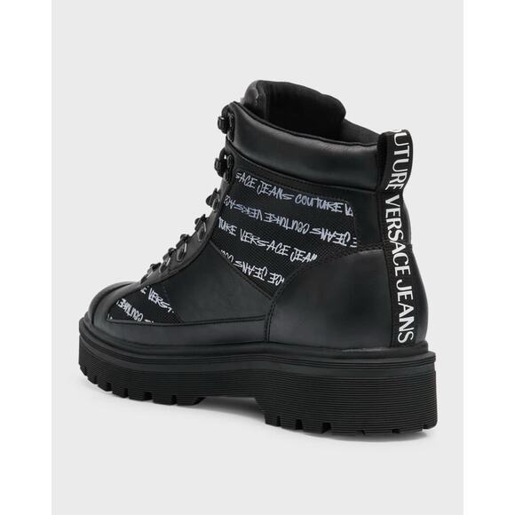 Versace Jeans Couture Leather Black Combat Boots 10 US (43) E75YA3S46 NIB - Picture 2 of 16